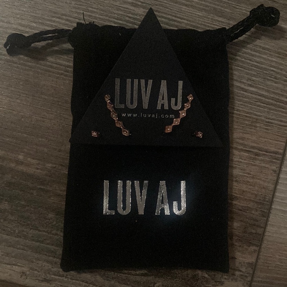 Luv AJ Rose Gold Stud Earring & Ear Crawler Set NIB